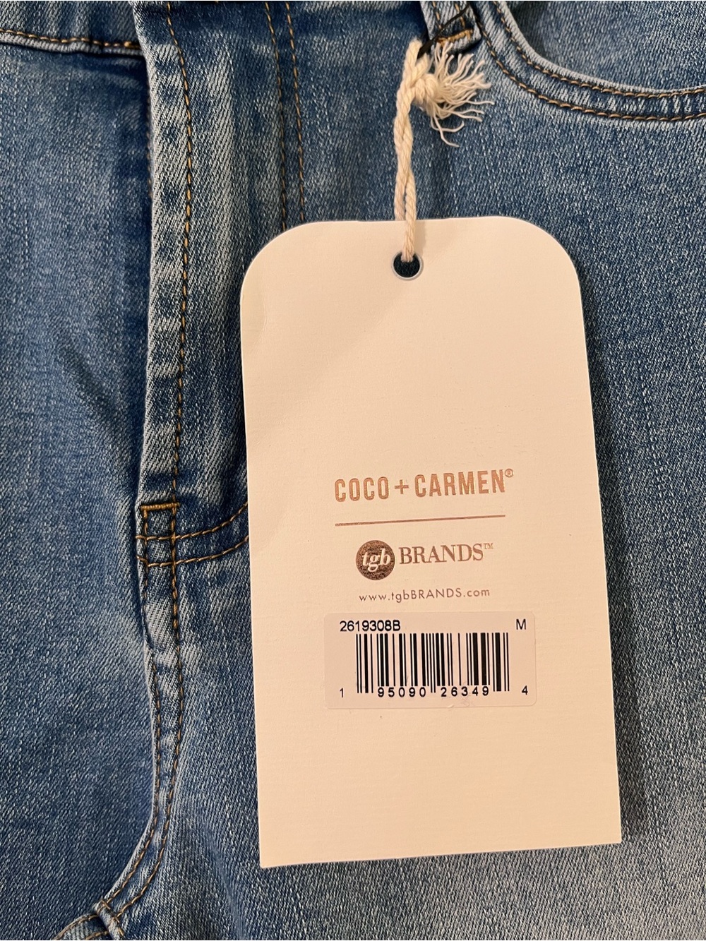 NWT Coco + Carmen Light Blue Flare Crop Jeans with Lace Hem - Picture 4 of 10